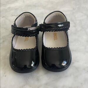 Angel Glossy Black Kids  Dress Shoes - Size 4